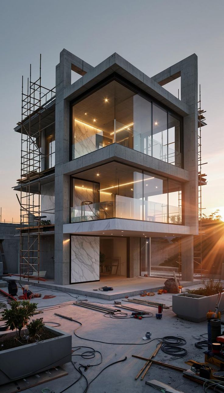 Brüt beton cepheli yapı